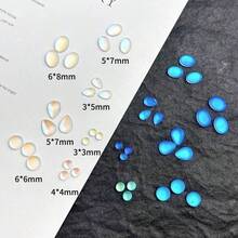 30Pcs/Bag Random Mixed Blue Tears Matte Frosted Nail  Art Decorations,Cat Eye Teardrop Oval Asymmetrical Shape Flat Bottom Rhinestones ,Nail Art Decorations Nail Supplies Nails Nail Charms Nail Gems - 藍色 - 查看 6