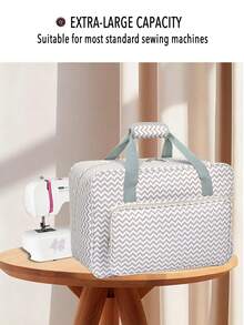 Sewing Machine Carrying Case With Multiple Pockets - Adjustable Shoulder Strap, Fits 15-18 Inch Models, Made Of Waterproof Oxford Fabric Bag For Travel Travel Pouch Holiday Bag Holiday Essential - White - View 3