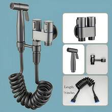 1 Set Wall-Mounted Handheld Bidet Sprayer Kit, Classic Design With Sprayer, Extendable Phone Holder And Hygiene Training Bracket, Modern Bidet System | Durable Wall-Mounted Toilet Sprayer Set - Multicolor - View 6