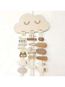 1pc Cute Cloud Shaped Rope Hair Accessory Organizer, Minimalist Home Decor Hair Clip Holder - Multicolor - View 4