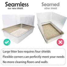 Caja de arena para gatos 4 unidades transparente y fácil de limpiar protector de salpicaduras para bandeja de arena de parte superior abierta 14.5 x 11.5 pulgadas caja de arena no incluida - Blanco - Ver 5