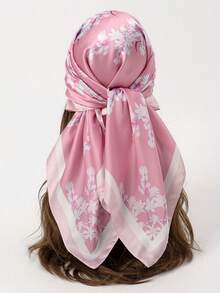 1 chiếc khăn vuông in họa tiết đơn giản 90cm, khăn bandana mùa xuân mới cho nữ, đa năng dùng làm khăn thắt eo, băng đô, khăn quàng cổ thời trang, phụ kiện đi biển, nghỉ lễ, đồ dùng cần thiết khi đi du lịch. - Hồng - Xem 6