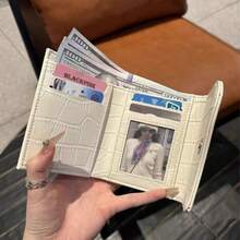 Korean Style Crocodile Embossed Short Wallet, Multi-Functional Card Holder, New Fashionable High-Quality Women Foldable Coin Purse For Women Money Wallet Mini Wallet Purse Wallet Small Wallet Cute Wallet Travel Essential Summer Small Wallet - Multicolor - View 1