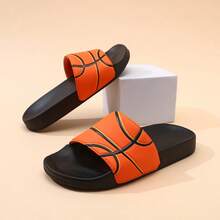 Nuevas sandalias deportivas para niños de primavera/verano, zapatillas tipo zapatilla de baloncesto para niños con estilo slip-on, suela suave antideslizante, uso casual en el hogar para niños mayores - Negro - Ver 6
