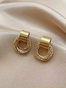 1 Đôi bông tai tròn nhiều lớp thanh lịch - Vàng - Xem 1