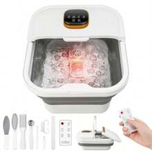 UNIFULL Collapsible Foot Spa Bath with Heat Motorized Massage Balls Touch Screen Foot Pedicure Kit Temperature Control Pedicure Foot Spa Foot Bath - Blanco - Ver 8