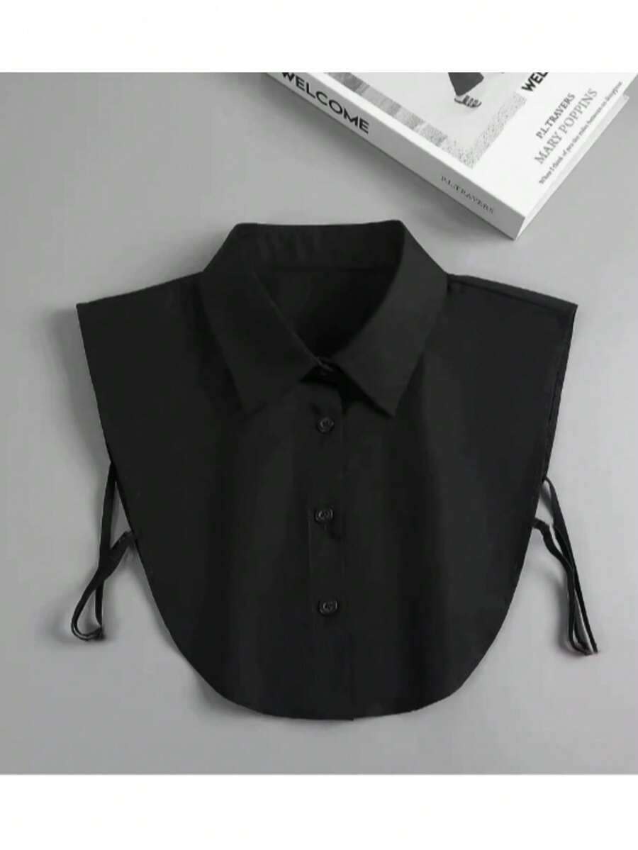1pc Women's Black & White Handmade Pearl Detachable Collar, Classic & Versatile - Black - View 1
