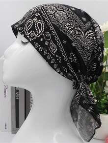1pc Stretchy Cotton Headband Cap, Thin Single-Layer Floral Bandana Cap - Multicolor - View 8