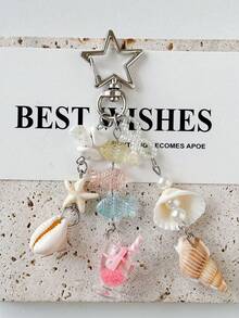 Mặt dây chuyền hình vỏ sò ngọc trai phong cách đại dương, dây đeo điện thoại đính hạt, móc khóa, phù hợp với máy ảnh . - Nhiều màu - Xem 2