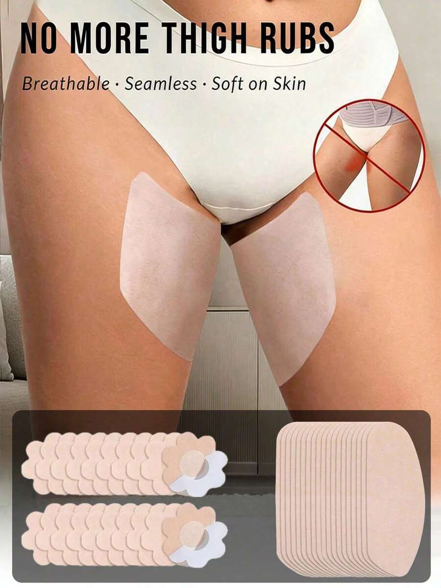 1/5/10pcs Anti-Chafing Thigh Pads, Breathable Seamless Thigh Protectors, Disposable Skin-Friendly Adhesive Patches, Prevent Inner Thigh Friction, Anti-Chafing - Thick style - View 1