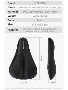WEST BIKING Bicycle Seat Cover Thickened Memory Foam Comfortable Mountain Bike Seat Cushion Cycling Accessory. - Black - View 4