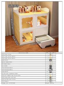 猫砂盆围栏，一体式猫笼，猫别墅，猫屋，室内猫家具，节省空间 - 彩色 - 查看 16