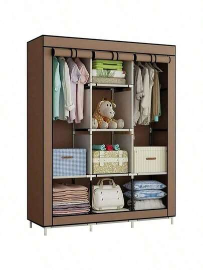 Closet Armable Organizador De Ropa Y Zapatos Reforzado Con Cubierta Antipolvo Guardarropa Portátil Multiusos