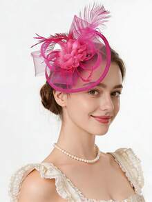 Mũ đội đầu bằng vải organza dành cho nữ, thích hợp cho nhà thờ, tiệc cưới, tiệc trà, mùa hè. - A - Xem 5