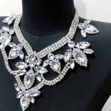 Womens Exaggerated Glamorous Floral Decorative Statement Necklace For Daily Outings Party Outfit Decor For Formal  Occasions - 淺紫色 - 查看 2