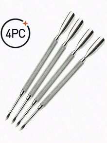 4Pcs Cuticle Pusher Double Sided - Sharp Edge Spoon Shaped Dual Ended Cuticle Pusher Remover Clean Stainless Steel Manicure Pedicure Manicure Care Tool,Nail Supplies,Nail Tools,Nail Art Tools,Back To School,Nails,Nail Tools For Press On Nails,Manicure Pedicure ToolsValentine's Day Gift For HerValentine's Day Gift For Her - bạc - Xem 1