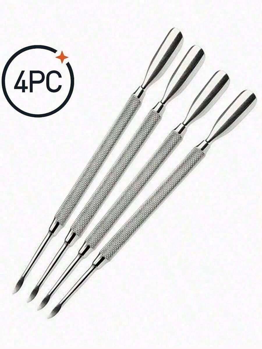4Pcs Cuticle Pusher Double Sided - Sharp Edge Spoon Shaped Dual Ended Cuticle Pusher Remover Clean Stainless Steel Manicure Pedicure Manicure Care Tool,Nail Supplies,Nail Tools,Nail Art Tools,Back To School,Nails,Nail Tools For Press On Nails,Manicure Pedicure ToolsValentine's Day Gift For HerValentine's Day Gift For Her - bạc - Xem 1