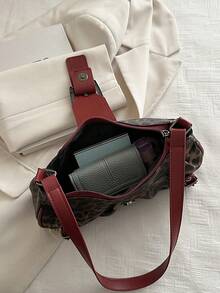 Dedoo Y2K Gothic Style Fashion Rivet Decor Retro Square Decor Women's Shoulder Bag/ Handbag, Suitable For Daily Outings,Ideal For Music Festivals, Rock Style, And 2000s Retro Aesthetic - Red - View 9