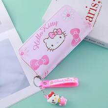 SANRIO 1个Hello Kitty女士长款钱包，可爱粉色拉链手拿包，带娃娃钥匙扣吊坠，大容量卡包，零钱袋，腕带，萌系卡通手机钱包，多卡位，女士旅行收纳好礼 - 1pc - 查看 11