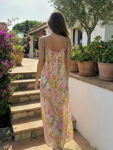 Đầm midi dáng rộng, thanh lịch kiểu Pháp, phối màu gradient, hàng mới về mùa hè 2026, đầm hai dây phong cách du lịch độc quyền dành cho nữ. - Màu Hồng baby - Xem 3