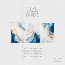 3 Piezas Pintura en lienzo de mármol abstracto azul y dorado, impresiones modernas de lujo de tinta fluida y geoda, decoración abstracta de dorado y azul verdoso para sala de estar y dormitorio, decoración minimalista y bohemia para el hogar, sin marco - 810 - Ver 3