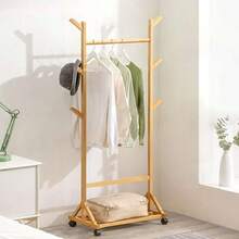 Perchero Rack para Ropa Multifuncional, Estante con 6 Ganchos y Ruedas para Colgar Ropa, Percheros de Pasillo Entrada Dormitorio, para Bolsas, Sombreros, Bufanda, Paraguas,44540470 - Multicolor - Ver 1