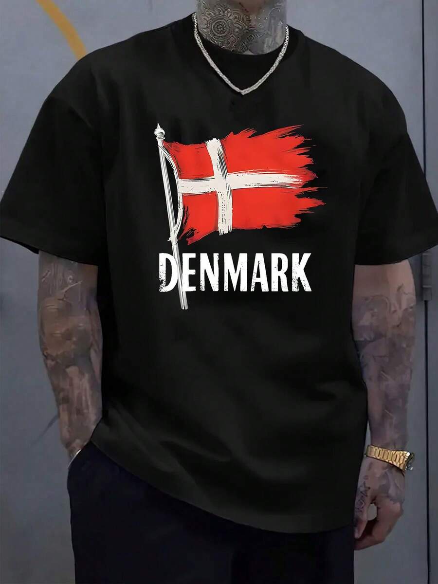 Camiseta de cuello redondo para hombre, adecuada para usar en primavera y verano. - Negro - Ver 1
