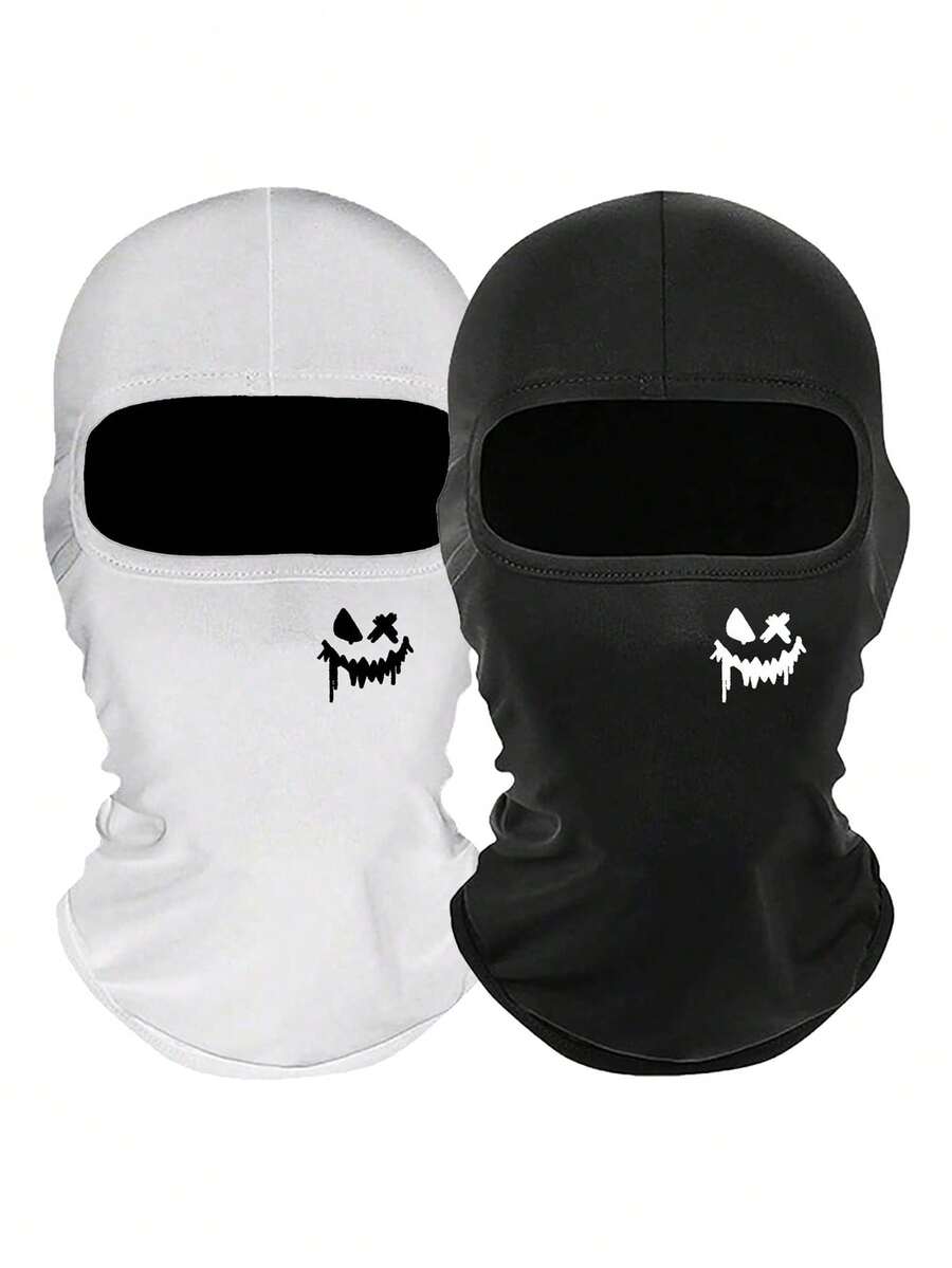 1pc Or 2pcs/Set Unisex Printed Balaclava Hat, Versatile Cycling Headwear, Face Mask For Outdoor Riding - Multicolor - View 1
