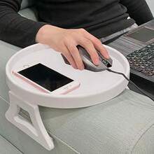 Wentu Store  NDL - Mesa con clip para reposabrazos de sofá bandeja antideslizante para bebidas aperitivos control remoto mandos de juego mesa ajustable para sala de estar recámara recámara se adapta a la  179595 - Blanco - Ver 5