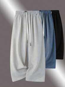 2025 Pantalones casuales de unicolor, cómodos y con cordón, pantalones versátiles y transpirables para deportes - Gris Claro - Ver 4