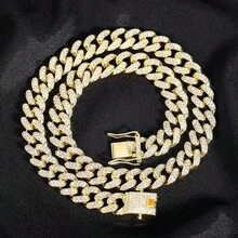 1 pieza Collar de cobre con estilo punk rústico de circonita cúbica - Dorado - Ver 4