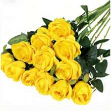 Valentinstags-Geschenkblumen, künstliche Rosen, hochwertige künstliche Rosen, geeignet für Heimdekoration, Raumdekoration, Tischdekoration, Hochzeitsdekoration, Brautstrauß, Handgelenkblumen, Bouquet-Herstellung. Geeignet für Zuhause, Esszimmer, Schlafzimmer, Vase Dekorationssträuße. - Gelb - Übersicht 10