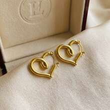 Bông tai hình trái tim vàng dành cho nữ, chất liệu thép không gỉ, kiểu dáng dễ thương, thời trang, thích hợp cho hẹn hò, ngày Valentine, kỷ niệm, đeo hàng ngày. - Nhiều màu - Xem 4