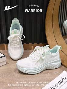 WARRIOR 1 Pair Women's Lace-Up Running Shoes, New Fashionable Versatile Comfortable Casual Outdoor Sports Sneakers - White Light Green - View 5