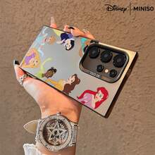 Étui de miroir de téléphone Groupe Disney Princess MINISO, Collection de personnages classiques pour Samsung S26 Ultra/S26 Edge/S26 Plus/S26/S25 Ultra/S25 Plus/S25/S25FE/S25Edge/S24Ultra/S24Plus/S24/S24FE/S23FE/S23Ultra/S23Plus/S23/S22Ultra/S22Plus/S22/A15/A16/A17/A35/A36//A54/A55/A56/ Cadeaux de Noël pour la petite amie - Noir - Voir 6