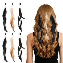 3 pezzi Fermagli per capelli con piume, Fasce boeme, Estensioni per capelli stile pettine fatte a mano stile hippie, Accessori per capelli per donne e ragazze, Fasce per capelli da spiaggia estive, Vacanze, Viaggi - Marrone ruggine - Visualizzare 2