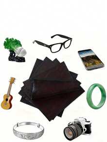 100pcs Premium Soft Microfiber Polishing Cloth, Suitable For Cleaning Glasses, Cameras, Guitars, Silverware, Jewelry And Display Cabinets - Multicolor - View 3
