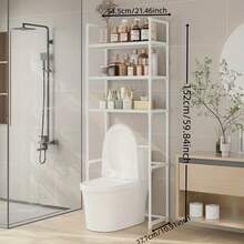 3-Tier Bathroom Storage Rack, Free Drilling Independent Toilet Shelf, Space Saving, Suitable For Bathroom & Laundry Room, Black/White - Multicolor - View 8