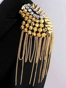 Fashionable Exquisite Unique Design White Oval Crystal Tassel Epaulet, Suitable For Men's Daily Business Commute Wear - Multicolor - View 1