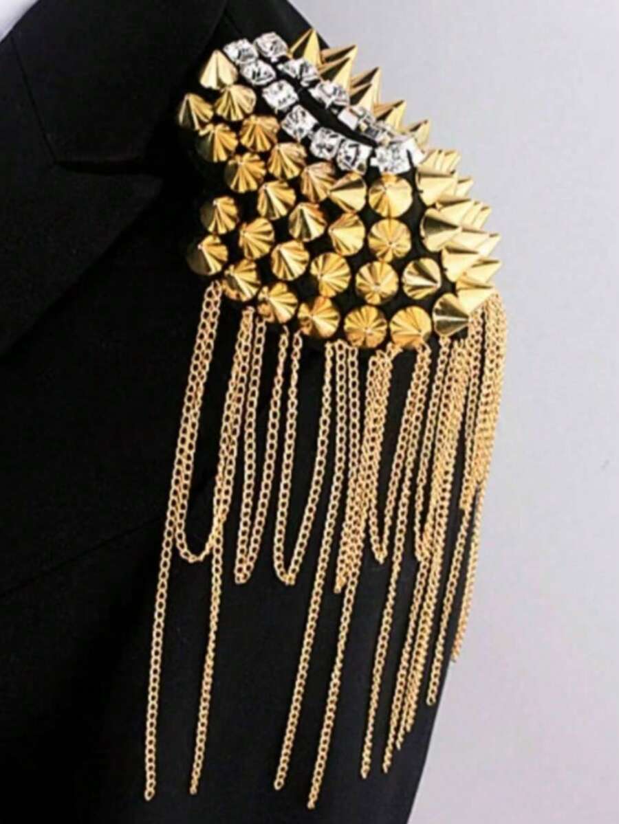 Fashionable Exquisite Unique Design White Oval Crystal Tassel Epaulet, Suitable For Men's Daily Business Commute Wear - Multicolor - View 1