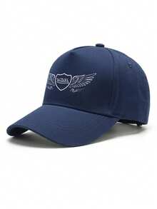 1pcs VonDutch Winged Shield  Printed Baseball Cap, Classic Casual Retro Y2K Unisex Baseball Cap, Adjustable Size, Lightweight And Sun Protection, Suitable For Outdoor Sports, Daily Parties, And Vacations, - 藏蓝色 - 查看 4