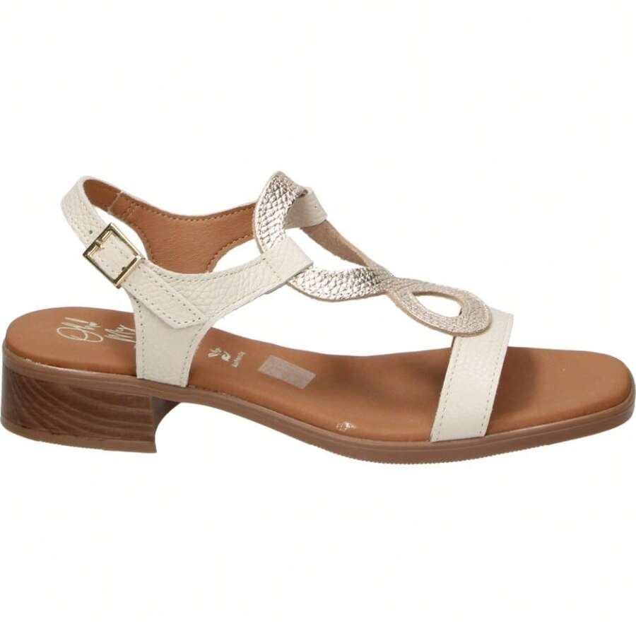 LRK | LRK Women's Heeled Sandals – Stylish Ice White Sandal – Summer Buckle Sandal – Low And Comfortable Heel – Versatile And Easy To Match – Fashionable – Model 5893 - White - View 1