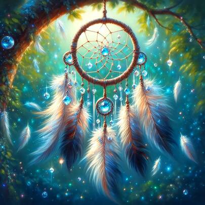 5D Round Diamond Painting Kit, Gem Dreamcatcher, Full Handmade Crystal Diamond Mosaic Painting Set, Suitable For Beginner DIY Diamond Painting, Home Wall Decor Gift
