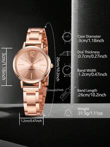 三件套，优雅女士手表，时尚简约设计，小巧数字表盘，合金材质，女士石英表，适合日常佩戴、休闲、度假、聚会、节日、派对等各种场合，是送给她的完美生日礼物、节日礼物或母亲节礼物。 - 金色 - 查看 7