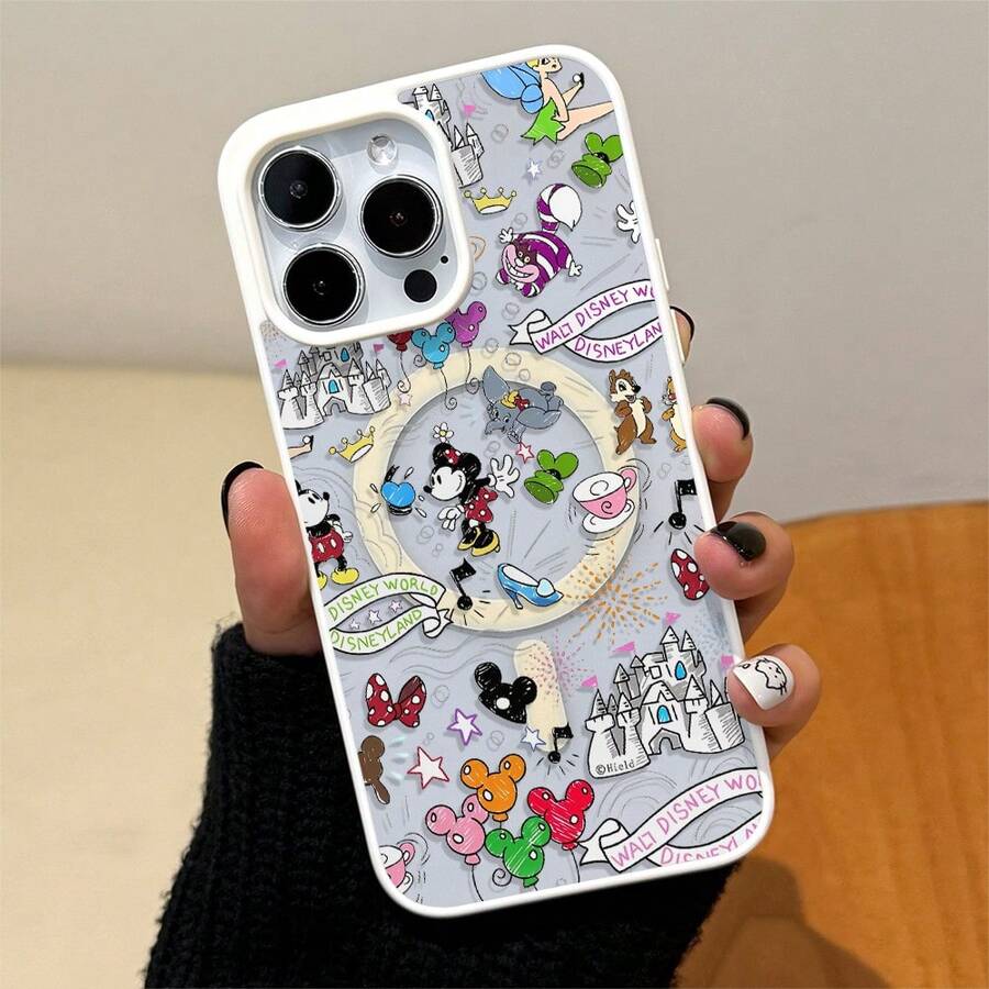 Disney.‌ What Disney World Mickey Mouse Patterned Phone Case Featuring Cheerful Characters And Colorful Balloons. Compatible With IPhone 17, 16, 15, 14, 13, 12, And 11 Pro Models.Built-In Magnetic Design,Available In Black, White, And Pink, With Shockproof Protection. A Perfect Gift For Family, Friends, Birthdays, Holidays, And Special Occasions. - trắng - Xem 1