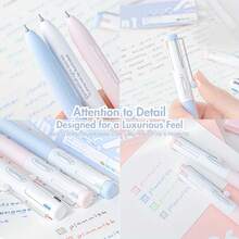 3-Pack, Minimalist Style 0.5mm CS Tip 4-Color Ballpoint Pen (Rolling Clip) |   Specialized In Ink, Neutral Tones, Suitable For All Writing Scenarios - 3 mặt hàng - Xem 2
