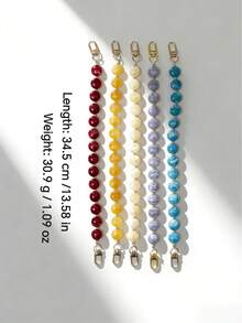 1 Peça Cordão de Telefone de Contas Acrílicas Feito à Mão com Falso Jade Oval Achatado, Adequado para Decoração de Telefone/Câmera/Bolsa/Chaveiro, Presente Ideal para Dia dos Namorados, Aniversário, Feriados - Multicolorido - Visão 3