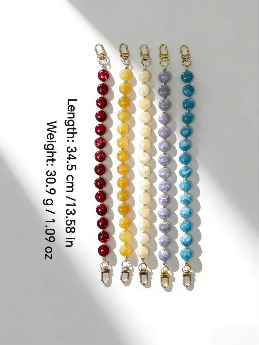 1 chiếc dây đeo điện thoại hình bầu dục dẹt, làm thủ công bằng acrylic, đính hạt giả ngọc bích, thích hợp để trang trí điện thoại/máy ảnh/túi xách/móc khóa, món quà lý tưởng cho Ngày Valentine, sinh nhật, các ngày lễ. - Nhiều màu - Xem 1