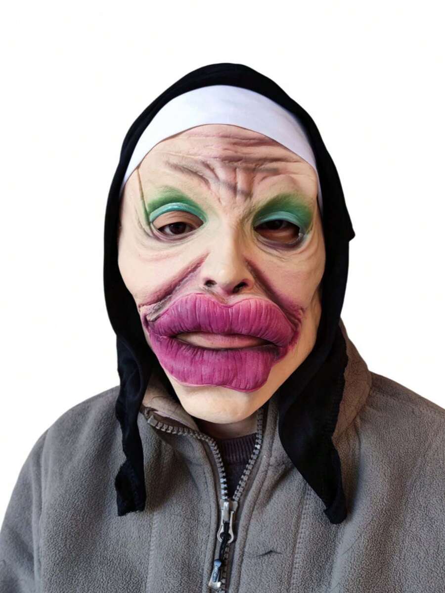 1 pieza Máscara de látex divertida de la Reina, máscara de labios grandes y sexy para la cabeza completa, accesorio de disfraz para fiesta de Halloween - Multicolor - Ver 1