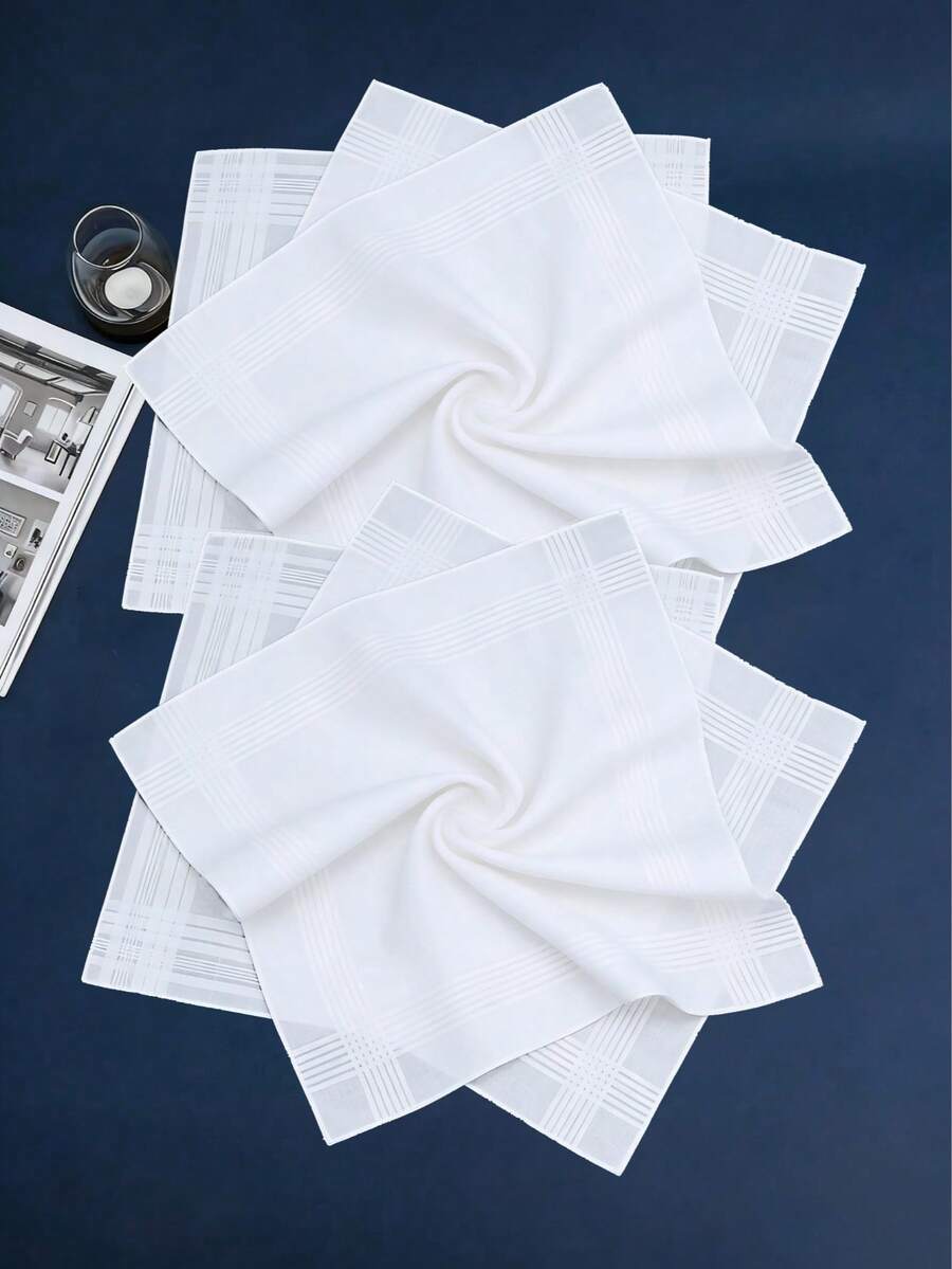 12 paquetes de pañuelos de bolsillo clásicos de unicolor, delgados y absorbentes, suaves y cómodos para todas las estaciones, adecuados para que las mujeres mayores se sequen el sudor, pañuelos cuadrados pequeños, adecuados para uso diario y regalos - Blanco - Ver 1